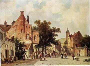unknow artist European city landscape, street landsacpe, construction, frontstore, building and architecture. 117 Germany oil painting art
